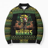 Merry Hunmas Bomber Puffer Jacket Hunter Deer Santa Hat - Wonder Print Shop