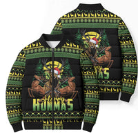 Merry Hunmas Bomber Puffer Jacket Hunter Deer Santa Hat - Wonder Print Shop