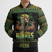 Merry Hunmas Bomber Puffer Jacket Hunter Deer Santa Hat - Wonder Print Shop