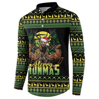Merry Hunmas Button Sweatshirt Hunter Deer Santa Hat - Wonder Print Shop