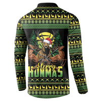 Merry Hunmas Button Sweatshirt Hunter Deer Santa Hat - Wonder Print Shop