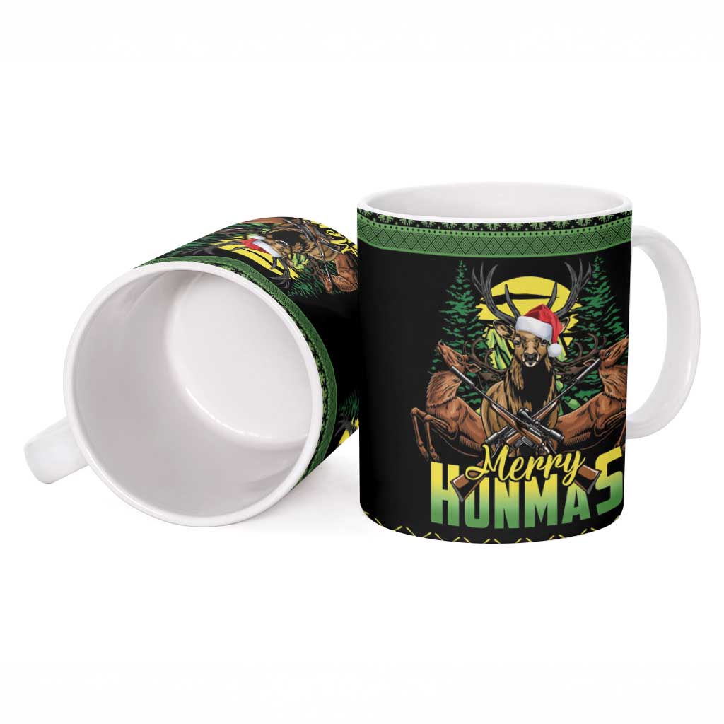 Merry Hunmas Ceramic Mug Hunter Deer Santa Hat - Wonder Print Shop
