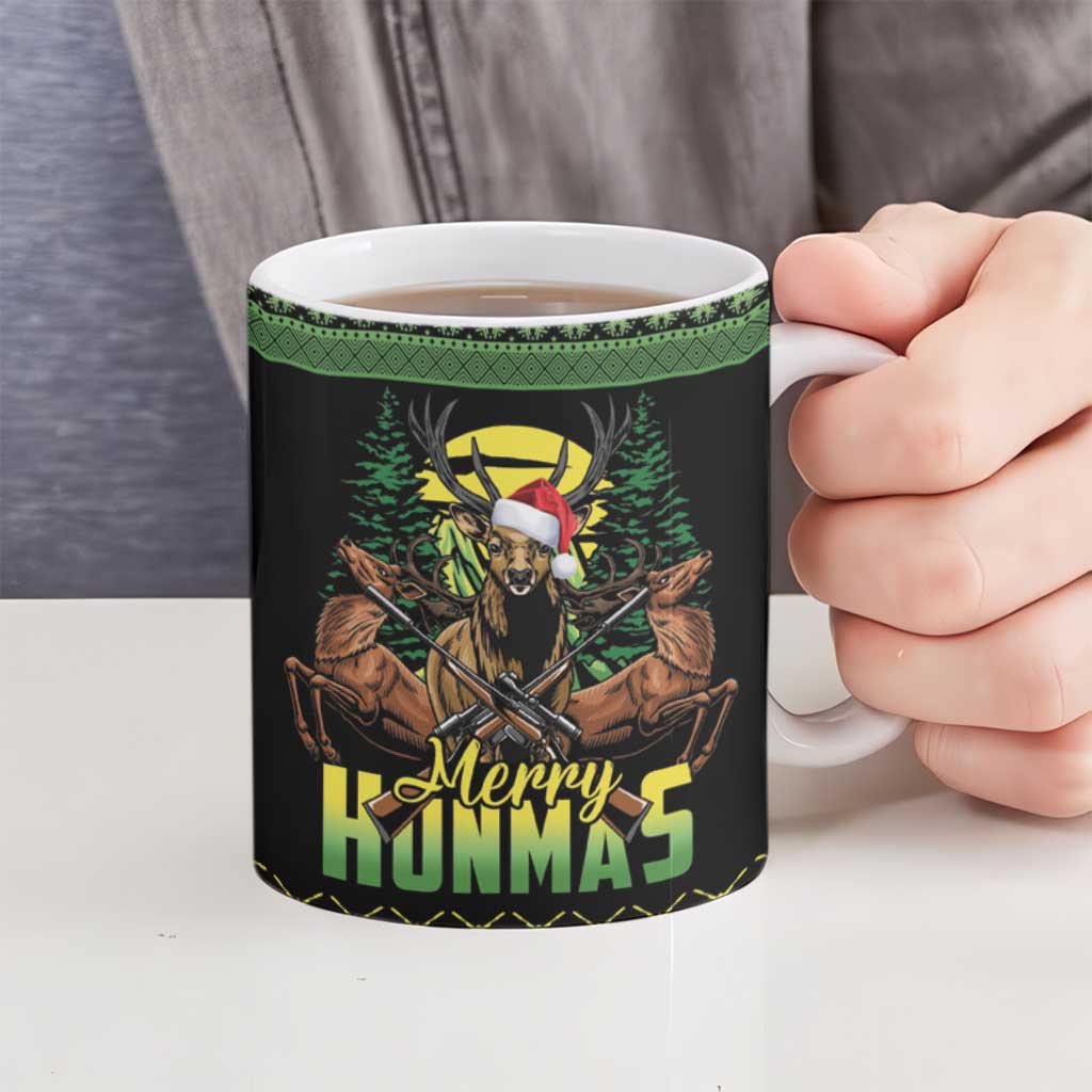 Merry Hunmas Ceramic Mug Hunter Deer Santa Hat - Wonder Print Shop