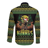 Merry Hunmas Long Sleeve Button Shirt Hunter Deer Santa Hat - Wonder Print Shop