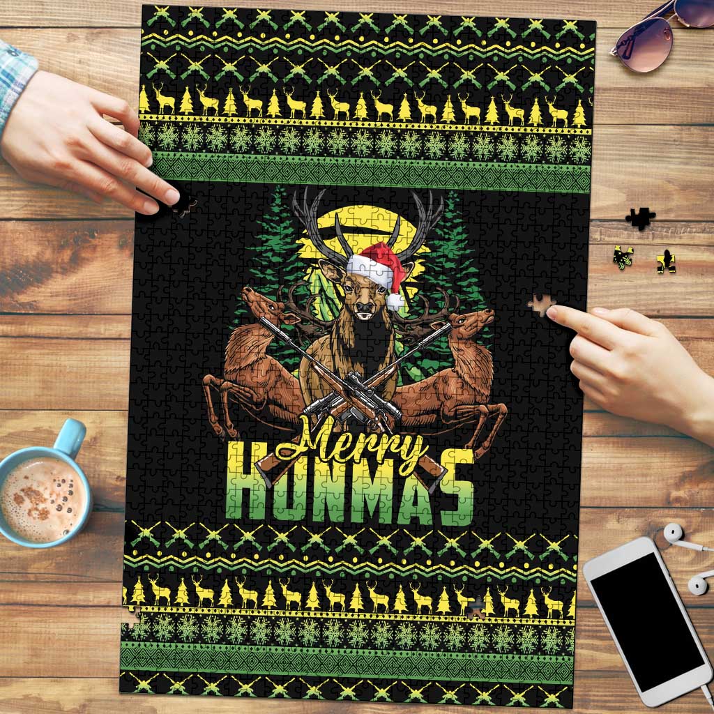 Merry Hunmas Puzzle Hunter Deer Santa Hat - Wonder Print Shop