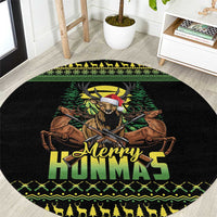 Merry Hunmas Round Carpet Hunter Deer Santa Hat - Wonder Print Shop