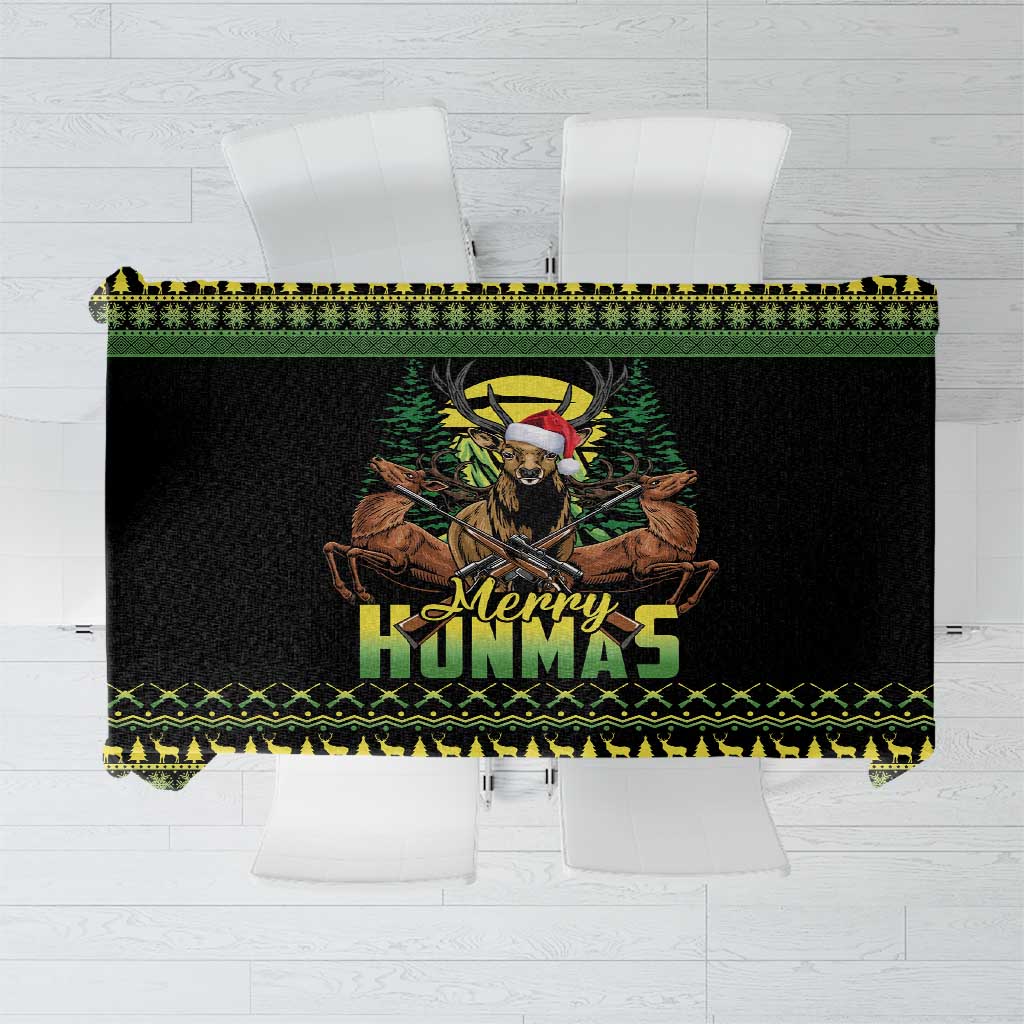 Merry Hunmas Tablecloth Hunter Deer Santa Hat - Wonder Print Shop