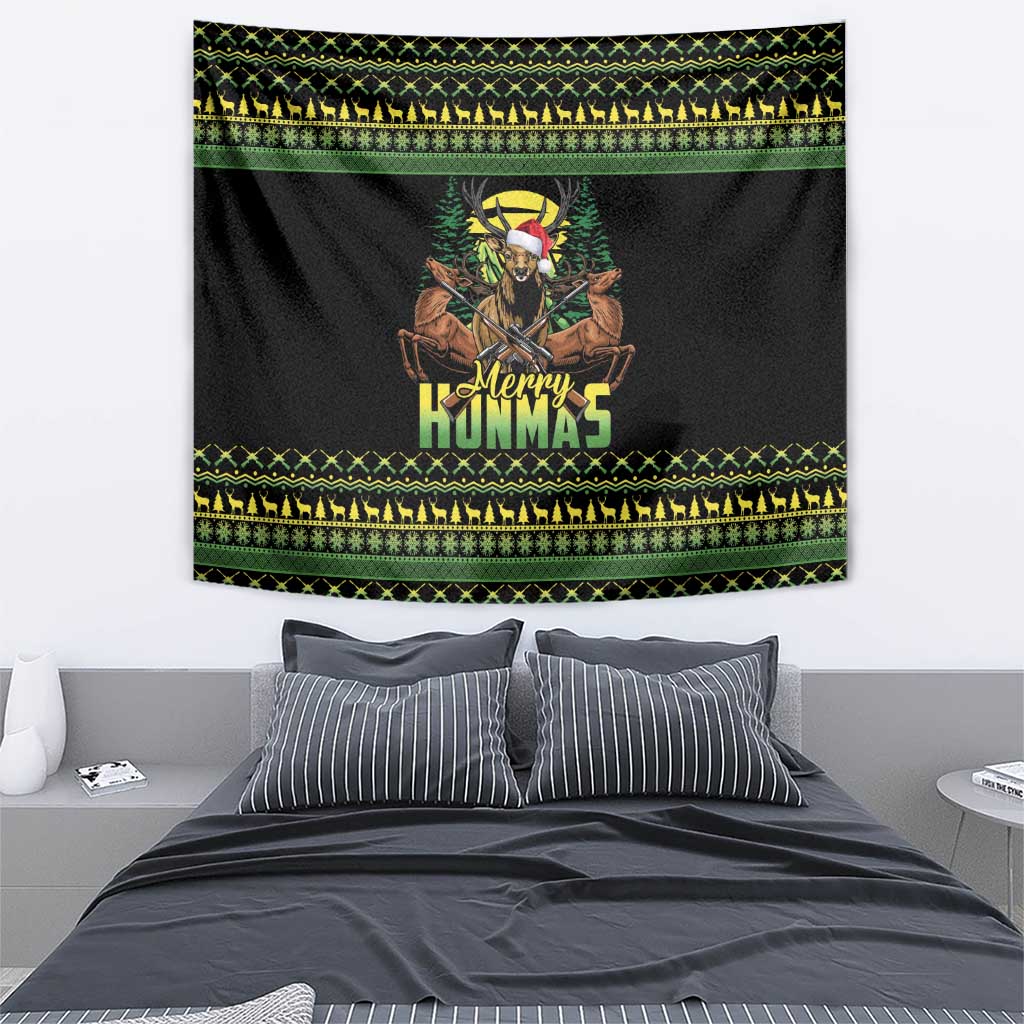 Merry Hunmas Tapestry Hunter Deer Santa Hat - Wonder Print Shop