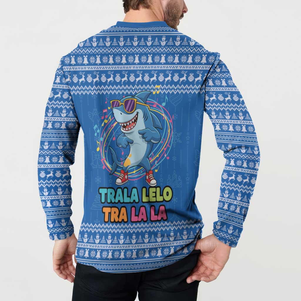 Brainrot Tralalero Tralala Shark Button Sweatshirt Christmas Funny - Wonder Print Shop