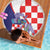 Croatia Hrvatska Checkerboard Beach Blanket Coat Of Arms With Iris Croatica