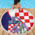 Croatia Hrvatska Checkerboard Beach Blanket Coat Of Arms With Iris Croatica