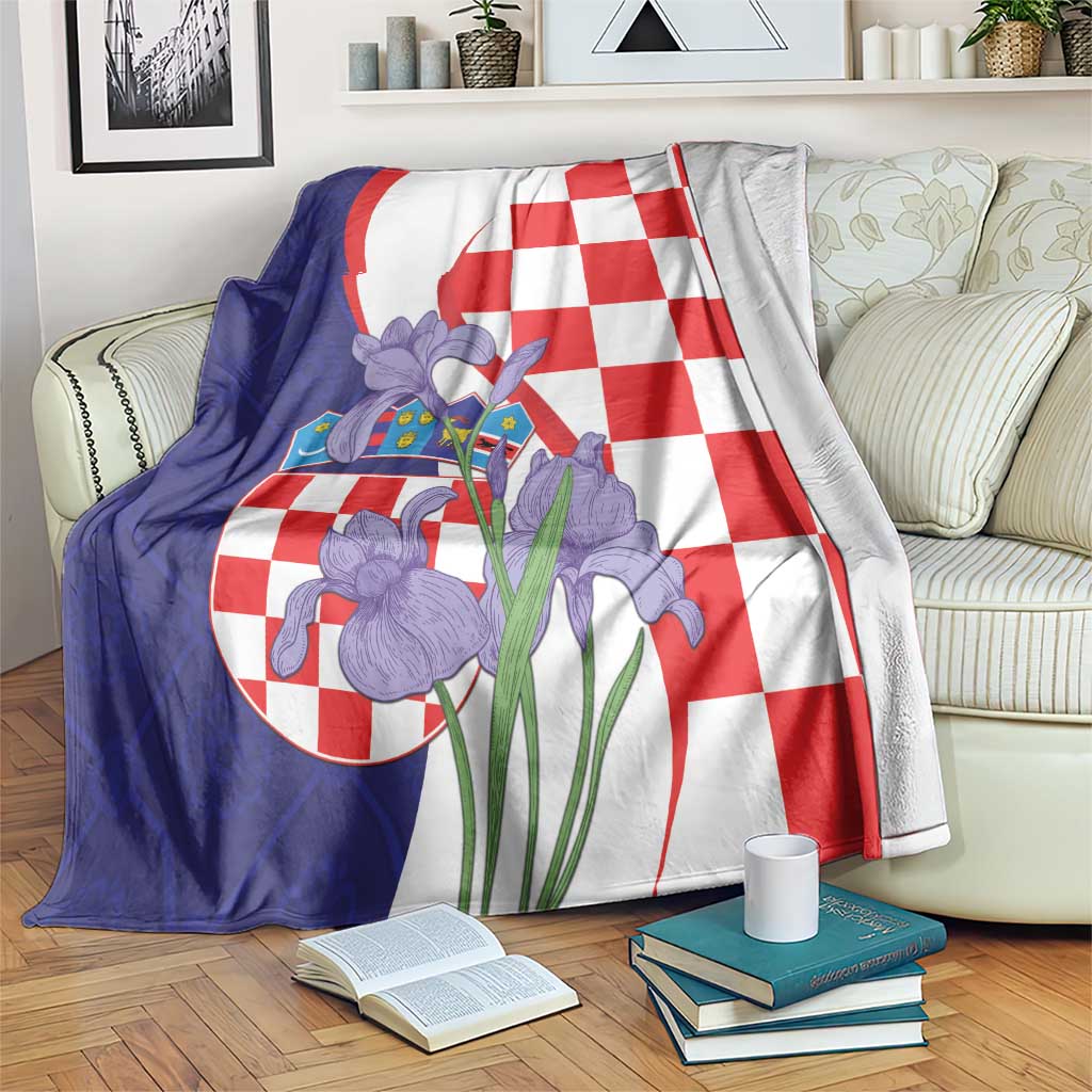 Croatia Hrvatska Checkerboard Blanket Coat Of Arms With Iris Croatica