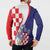 Croatia Hrvatska Checkerboard Button Sweatshirt Coat Of Arms With Iris Croatica