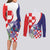 Croatia Hrvatska Checkerboard Couples Matching Long Sleeve Bodycon Dress and Long Sleeve Button Shirt Coat Of Arms With Iris Croatica