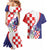 Croatia Hrvatska Checkerboard Couples Matching Mermaid Dress and Hawaiian Shirt Coat Of Arms With Iris Croatica