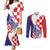 Croatia Hrvatska Checkerboard Couples Matching Mermaid Dress and Long Sleeve Button Shirt Coat Of Arms With Iris Croatica