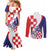 Croatia Hrvatska Checkerboard Couples Matching Mermaid Dress and Long Sleeve Button Shirt Coat Of Arms With Iris Croatica