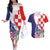 Croatia Hrvatska Checkerboard Couples Matching Off The Shoulder Long Sleeve Dress and Hawaiian Shirt Coat Of Arms With Iris Croatica