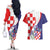 Croatia Hrvatska Checkerboard Couples Matching Off The Shoulder Long Sleeve Dress and Hawaiian Shirt Coat Of Arms With Iris Croatica