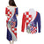 Croatia Hrvatska Checkerboard Couples Matching Puletasi and Long Sleeve Button Shirt Coat Of Arms With Iris Croatica