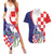 Croatia Hrvatska Checkerboard Couples Matching Summer Maxi Dress and Hawaiian Shirt Coat Of Arms With Iris Croatica