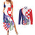 Croatia Hrvatska Checkerboard Couples Matching Summer Maxi Dress and Long Sleeve Button Shirt Coat Of Arms With Iris Croatica