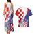 Croatia Hrvatska Checkerboard Couples Matching Tank Maxi Dress and Hawaiian Shirt Coat Of Arms With Iris Croatica