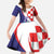 Croatia Hrvatska Checkerboard Family Matching Long Sleeve Bodycon Dress and Hawaiian Shirt Coat Of Arms With Iris Croatica