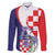 Croatia Hrvatska Checkerboard Family Matching Long Sleeve Bodycon Dress and Hawaiian Shirt Coat Of Arms With Iris Croatica