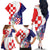 Croatia Hrvatska Checkerboard Family Matching Off The Shoulder Long Sleeve Dress and Hawaiian Shirt Coat Of Arms With Iris Croatica