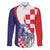 Croatia Hrvatska Checkerboard Family Matching Off The Shoulder Long Sleeve Dress and Hawaiian Shirt Coat Of Arms With Iris Croatica