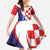 Croatia Hrvatska Checkerboard Family Matching Off Shoulder Maxi Dress and Hawaiian Shirt Coat Of Arms With Iris Croatica