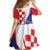 Croatia Hrvatska Checkerboard Family Matching Off Shoulder Maxi Dress and Hawaiian Shirt Coat Of Arms With Iris Croatica