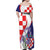 Croatia Hrvatska Checkerboard Family Matching Off Shoulder Maxi Dress and Hawaiian Shirt Coat Of Arms With Iris Croatica