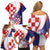 Croatia Hrvatska Checkerboard Family Matching Off Shoulder Short Dress and Hawaiian Shirt Coat Of Arms With Iris Croatica