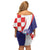 Croatia Hrvatska Checkerboard Family Matching Off Shoulder Short Dress and Hawaiian Shirt Coat Of Arms With Iris Croatica