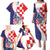 Croatia Hrvatska Checkerboard Family Matching Puletasi and Hawaiian Shirt Coat Of Arms With Iris Croatica