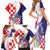 Croatia Hrvatska Checkerboard Family Matching Short Sleeve Bodycon Dress and Hawaiian Shirt Coat Of Arms With Iris Croatica