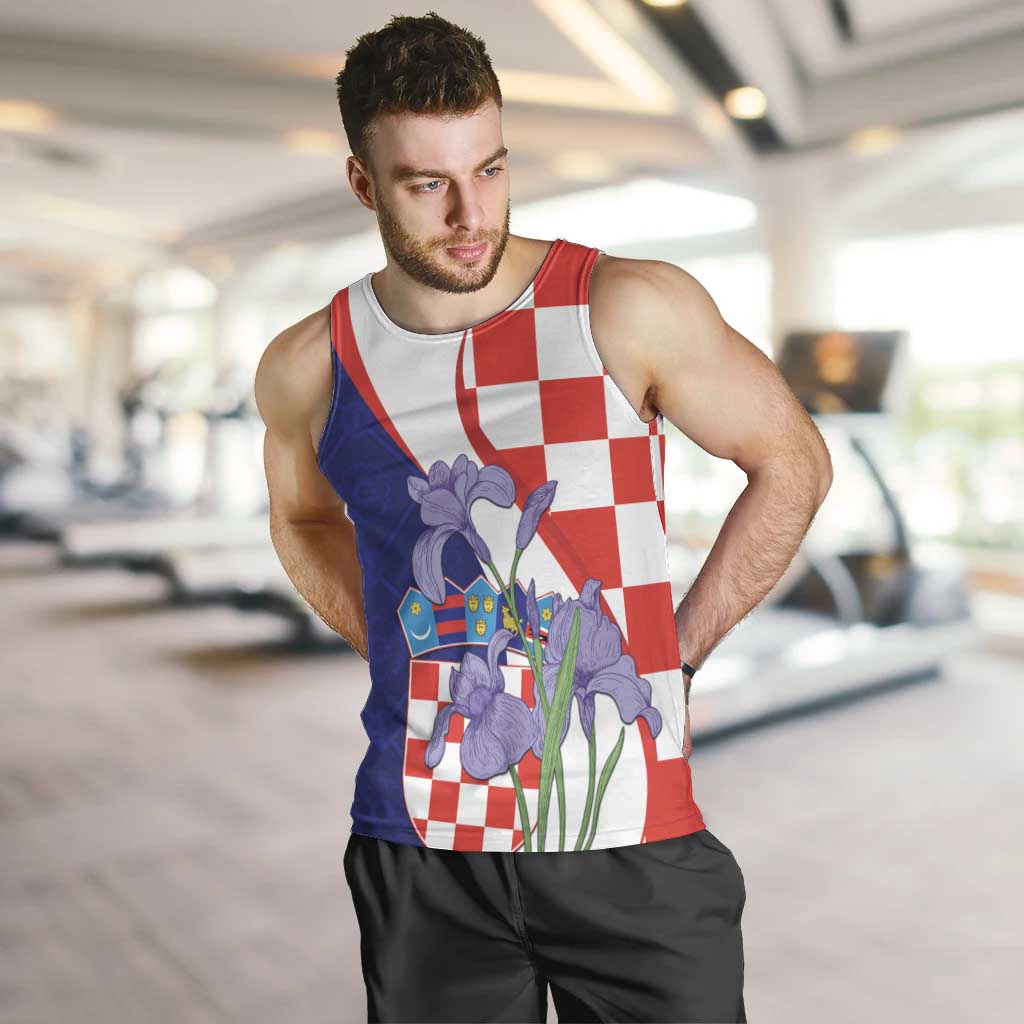 Croatia Hrvatska Checkerboard Men Tank Top Coat Of Arms With Iris Croatica