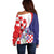 Croatia Hrvatska Checkerboard Off Shoulder Sweater Coat Of Arms With Iris Croatica