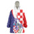 Croatia Hrvatska Checkerboard Wearable Blanket Hoodie Coat Of Arms With Iris Croatica