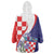 Croatia Hrvatska Checkerboard Wearable Blanket Hoodie Coat Of Arms With Iris Croatica