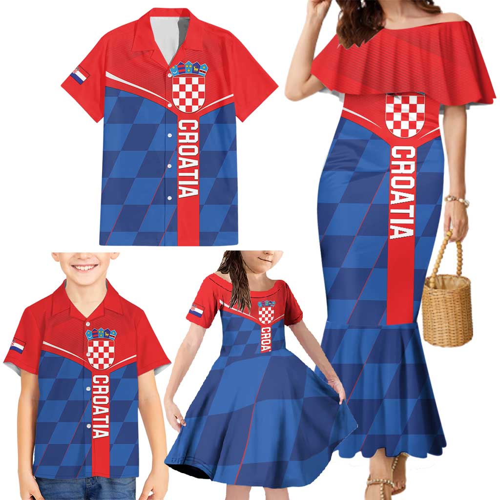 Custom Croatia Football Family Matching Mermaid Dress and Hawaiian Shirt Hrvatska Nogometna Reprezentacija