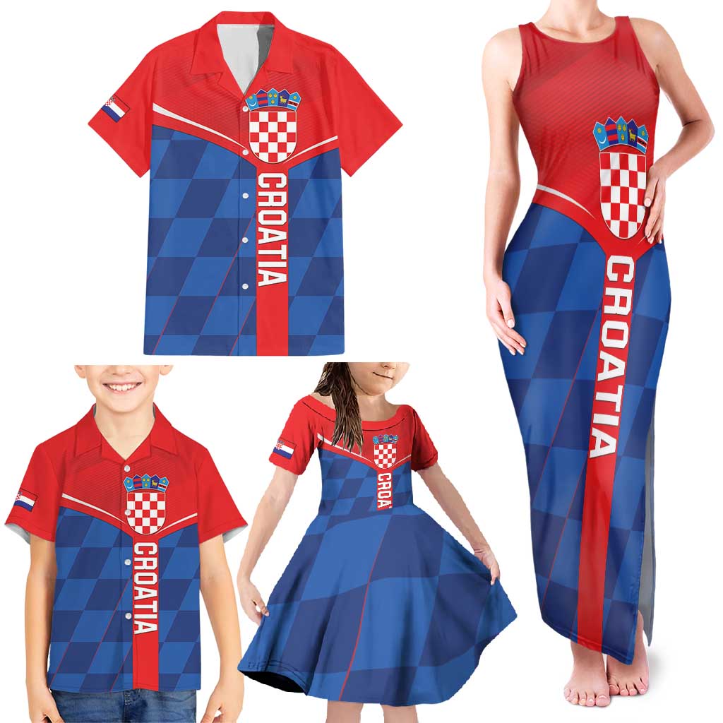 Custom Croatia Football Family Matching Tank Maxi Dress and Hawaiian Shirt Hrvatska Nogometna Reprezentacija