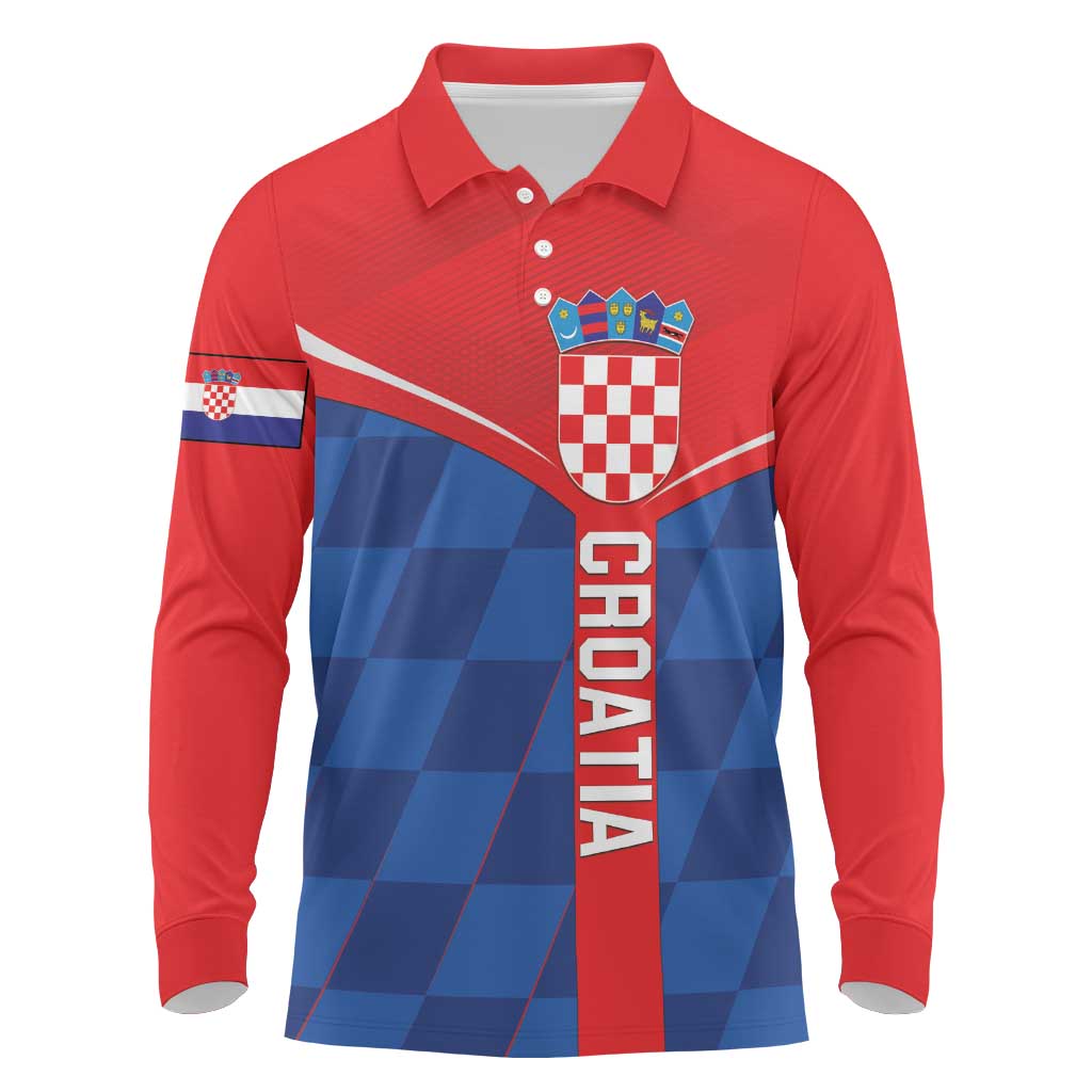 Custom Croatia Football Long Sleeve Polo Shirt Hrvatska Nogometna Reprezentacija