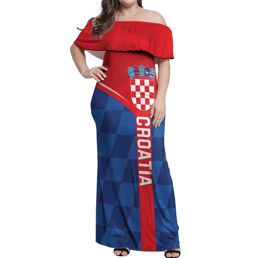 Custom Croatia Football Off Shoulder Maxi Dress Hrvatska Nogometna Reprezentacija