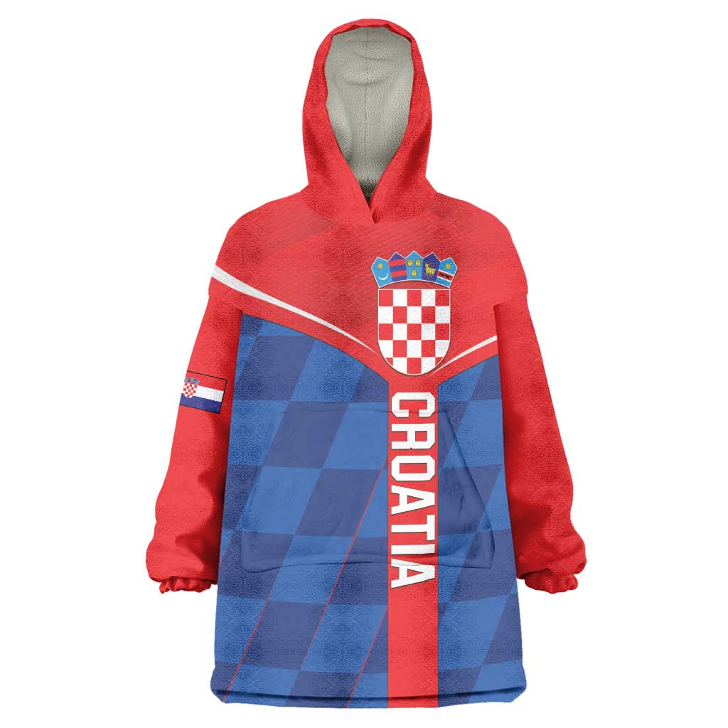 Custom Croatia Football Wearable Blanket Hoodie Hrvatska Nogometna Reprezentacija