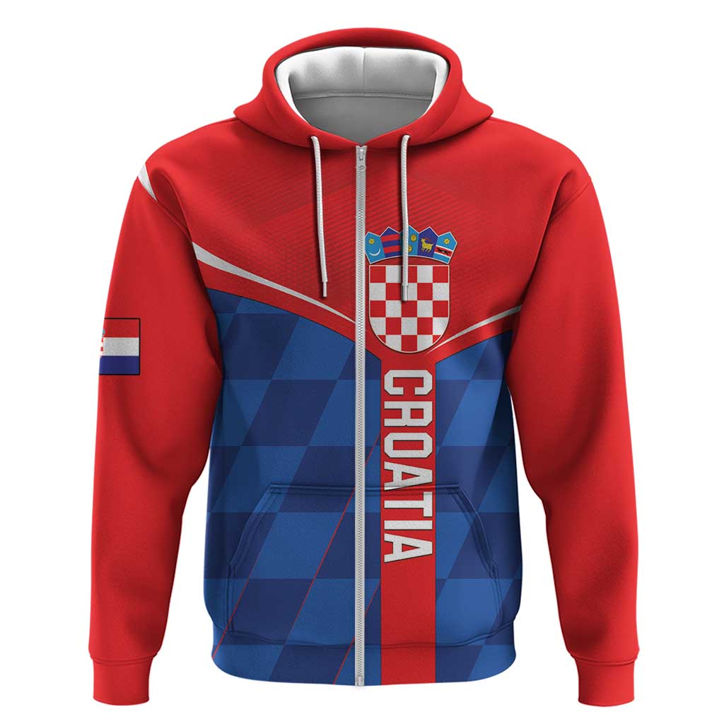 Custom Croatia Football Zip Hoodie Hrvatska Nogometna Reprezentacija