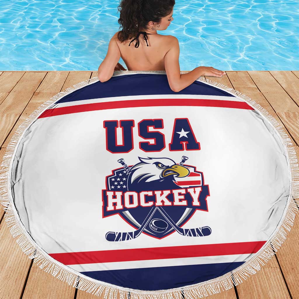 USA Ice Hockey Beach Blanket American Eagle Spirit White Version