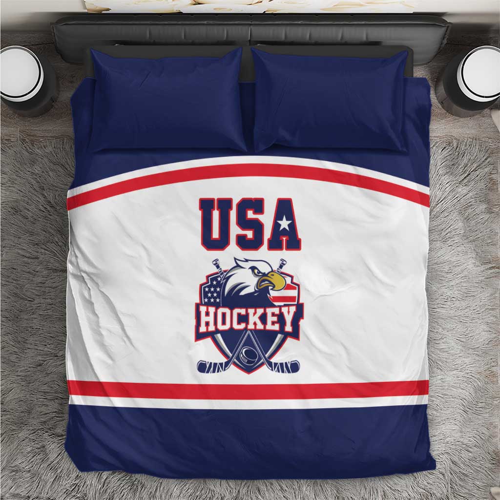 USA Ice Hockey Bedding Set American Eagle Spirit White Version